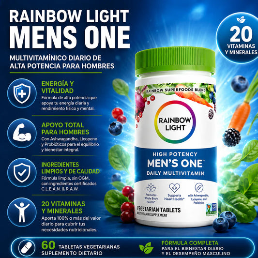 RAINBOW LIGHT MENS ONE – Nutrición diaria masculina con vitaminas, minerales y superfoods