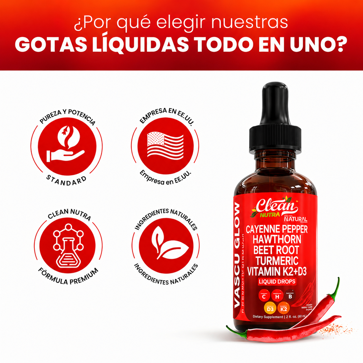 Clean Nutra® VascuGlow | Controla el Azúcar y Protege tu Corazón
