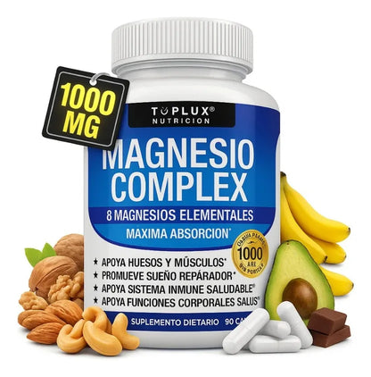 Dormí Mejor y Eliminá el Estrés con Magnesium Complex 1000mg (8 Magnesios)