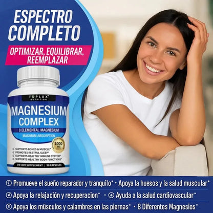 Dormí Mejor y Eliminá el Estrés con Magnesium Complex 1000mg (8 Magnesios)