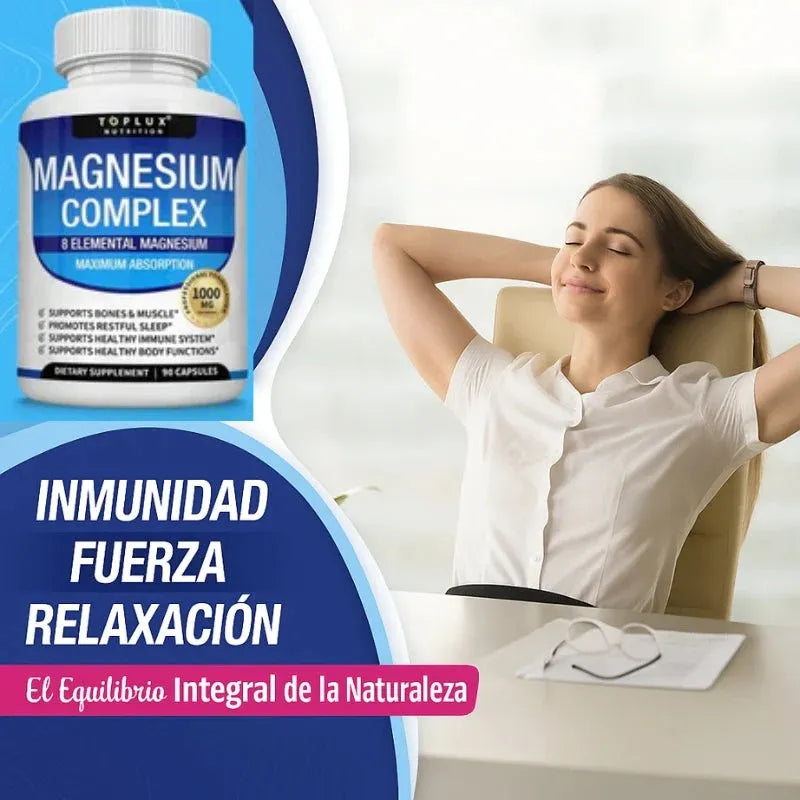 Dormí Mejor y Eliminá el Estrés con Magnesium Complex 1000mg (8 Magnesios)